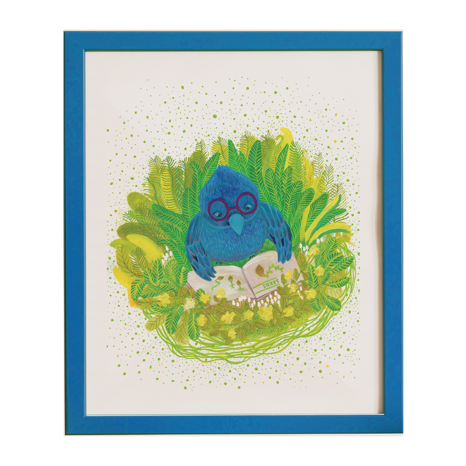 Indigo Bunting Studying - Archival Print