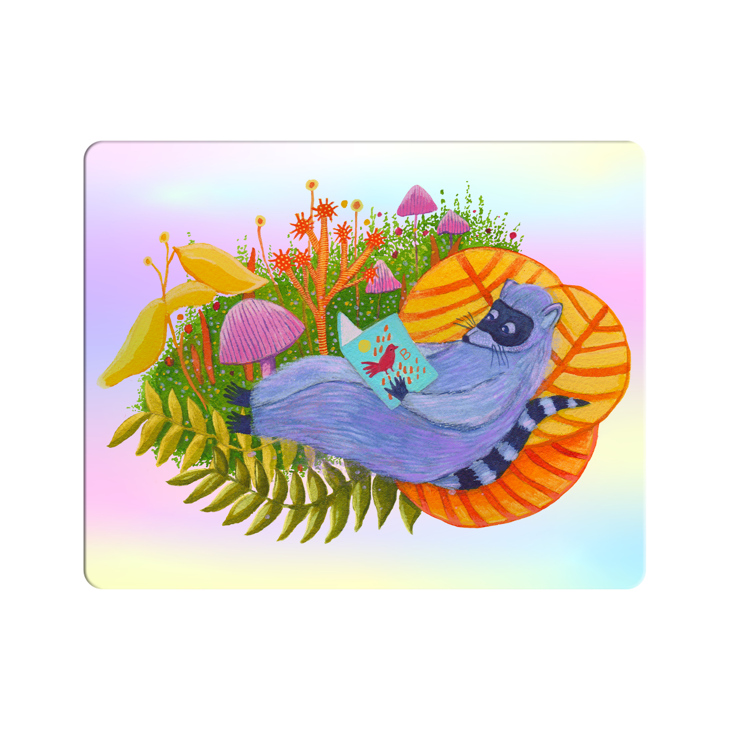 Reading Raccoon - Holographic Sticker
